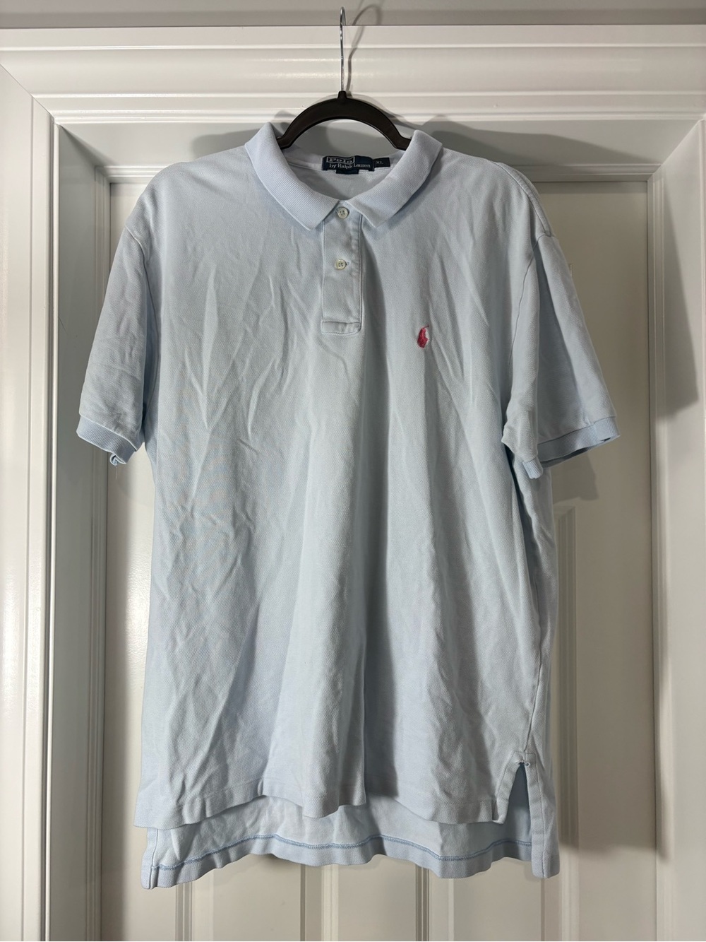 Ralph Lauren Pale Blue Men's Polo with Pink Pony